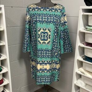 The Limited Blue and Cream Patterned Midi Dress